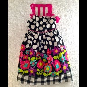 Girls Bonnie Jean Black and White Floral Dress